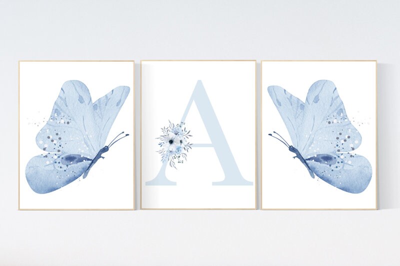 Nursery decor girl butterflies, Butterfly Nursery Art, Girl Nursery Art, Butterfly Nursery Decor for Baby Girl, Butterfly Art, blue nursery