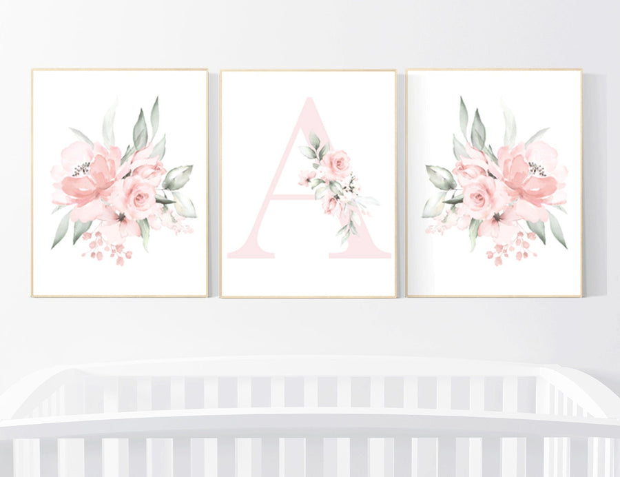 Nursery decor girl floral, nursery decor girl flowers, blush pink, nursery decor girl boho, floral nursery prints, nursery decor girl name