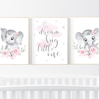 Nursery decor girl elephant, nursery decor girl flower, nursery decor girl floral, Boho baby room, pink nursery decor, flower baby room