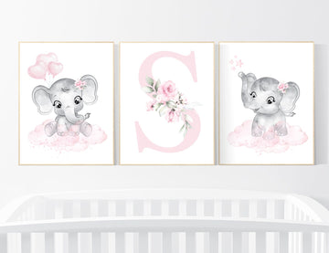 Nursery decor girl elephant, nursery decor girl flower, nursery decor girl floral, Boho baby room, pink nursery decor, flower baby room