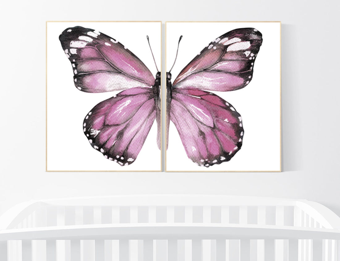 Nursery decor girl butterfly, Butterfly Nursery Art, Girl Nursery Art, Butterfly Nursery Decor for Baby Girl, Butterfly Wall Art