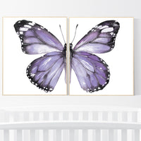 Nursery decor girl butterfly, nursery decor purple, nursery decor girl lilac, Butterfly Nursery Art, Girl Nursery Art, Butterfly 2 piece set