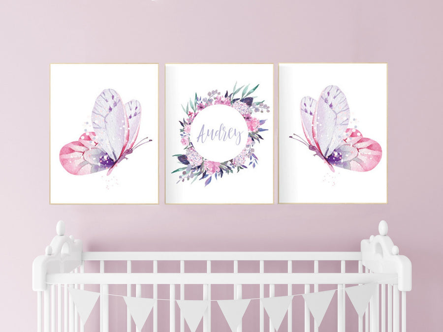 Nursery decor butterfly, Nursery decor girl butterfly, butterfly nursery wall art, Nursery decor girl purple and pink, lavender, lilac