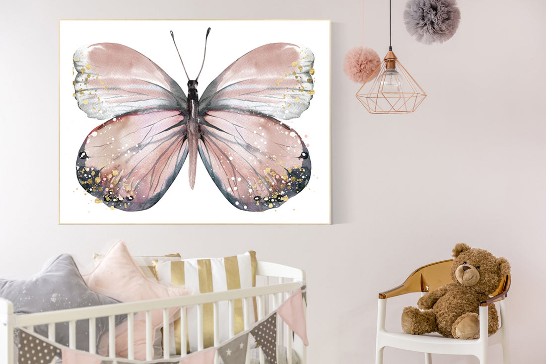 Nursery decor girl butterfly, blush, blush pink, Butterfly Nursery Art, girls room, butterfly prints, Butterfly Art, blush gold, neutral