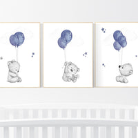Nursery decor boy, bear nursery, nursery wall art boy, bear nursery print, navy blue, teddy bear, nursery wall art animals, boy nursery art