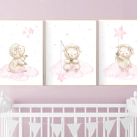 Sheep nursery decor, Nursery decor girl, lamb nursery wall art, sheep print, lambs nursery wall decor, sheep themed baby nursery decor