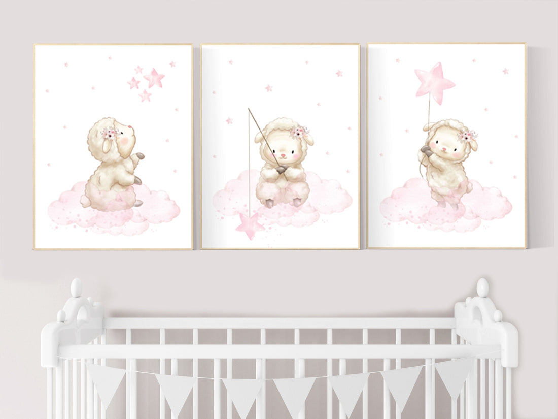 Sheep nursery decor, Nursery decor girl, lamb nursery wall art, sheep print, lambs nursery wall decor, sheep themed baby nursery decor