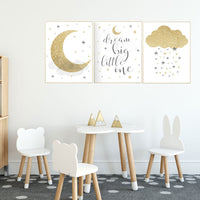 Nursery wall art gold gray, gender neutral nursery, gold nursery, moon and stars, baby room decor, gender neutral nursery ideas, grey