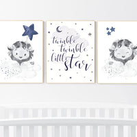 Lion nursery wall art, Nursery prints boy, navy nursery art, boy nursery ideas, boy nursery decor, safari animals, animal prints, boys room