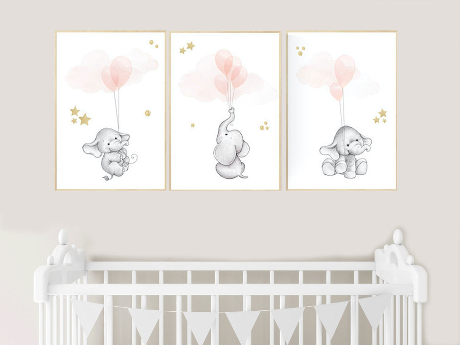 Girls room decor blush gold, pink gold, Nursery decor elephant, blush nursery decor, nursery decor coral, peach nursery decor