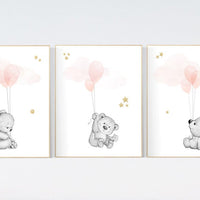 Girls room decor blush pink gold, pink gold, Nursery decor bear, blush nursery decor, blush pink, girl nursery ideas, teddy bear