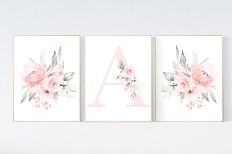 Nursery decor girl floral, nursery decor girl flowers, blush pink, nursery decor girl boho, floral nursery prints, nursery decor girl name