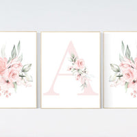 Nursery decor girl floral, nursery decor girl flowers, blush pink, nursery decor girl boho, floral nursery prints, nursery decor girl name