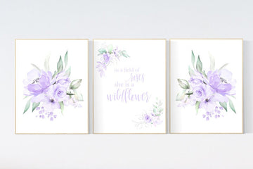 Nursery decor purple, Nursery decor girl purple, in a field of roses she is a wildflower, lavender nursery, lilac nursery, girls room