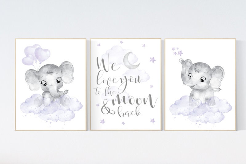 Nursery decor girl purple, lilac nursery, we love you to the moon and back, purple nursery, Nursery decor girl lavender, moon and stars