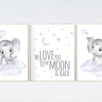 Nursery decor girl purple, lilac nursery, we love you to the moon and back, purple nursery, Nursery decor girl lavender, moon and stars