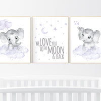 Nursery decor girl purple, lilac nursery, we love you to the moon and back, purple nursery, Nursery decor girl lavender, moon and stars