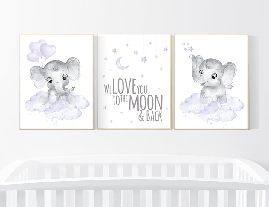 Nursery decor girl purple, lilac nursery, we love you to the moon and back, purple nursery, Nursery decor girl lavender, moon and stars