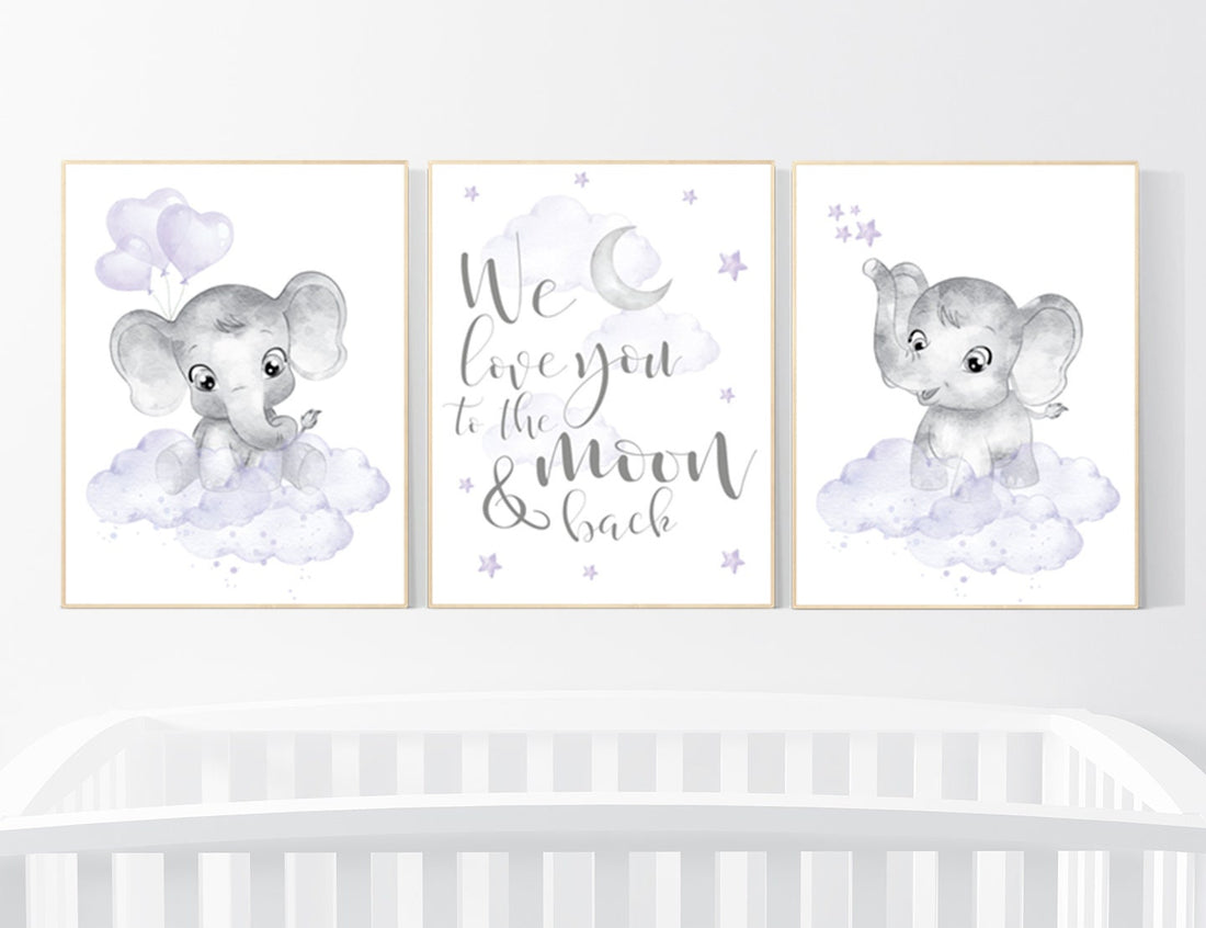 Nursery decor girl purple, lilac nursery, we love you to the moon and back, purple nursery, Nursery decor girl lavender, moon and stars