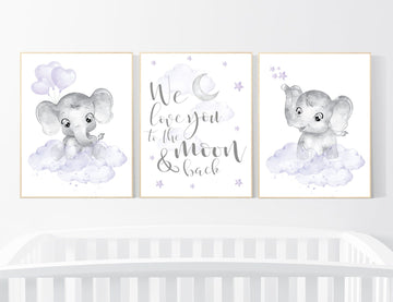 Nursery decor girl purple, lilac nursery, we love you to the moon and back, purple nursery, Nursery decor girl lavender, moon and stars