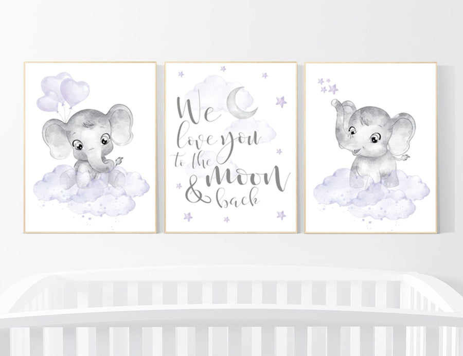 Nursery decor girl purple, lilac nursery, we love you to the moon and back, purple nursery, Nursery decor girl lavender, moon and stars