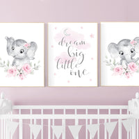 Nursery decor girl elephant, nursery decor girl flower, nursery decor girl floral, Boho baby room, pink nursery decor, flower baby room