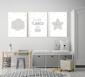 Nursery decor grey, twinkle twinkle little star, gray nursery, nursery decor neutral, baby room decor gender neutral, grey nursery decor