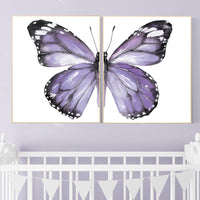 Nursery decor girl butterfly, nursery decor purple, nursery decor girl lilac, Butterfly Nursery Art, Girl Nursery Art, Butterfly 2 piece set