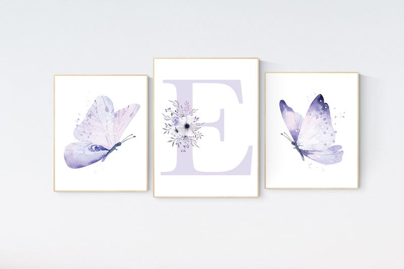 Nursery decor girl butterfly, nursery decor purple, nursery decor girl lilac, Butterfly Nursery Art, Girl Nursery Art, Butterfly Wall Art