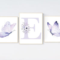 Nursery decor girl butterfly, nursery decor purple, nursery decor girl lilac, Butterfly Nursery Art, Girl Nursery Art, Butterfly Wall Art