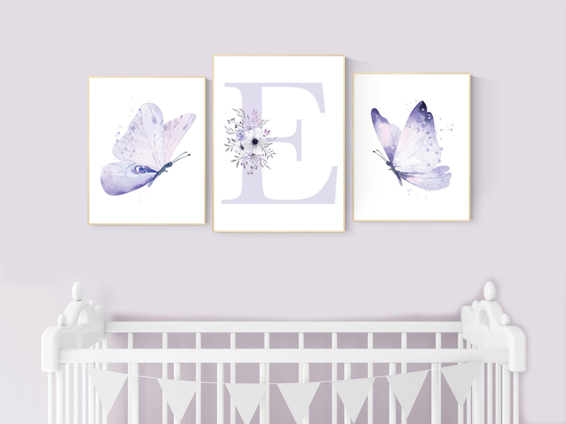 Nursery decor girl butterfly, nursery decor purple, nursery decor girl lilac, Butterfly Nursery Art, Girl Nursery Art, Butterfly Wall Art