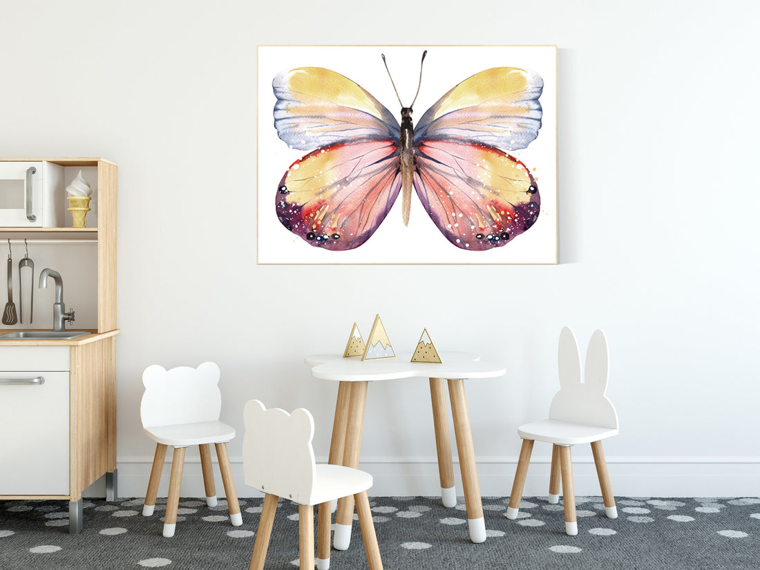 Nursery decor butterfly, yellow orange, Butterfly Nursery Art, girls room, playroom decor, rainbow, butterfly prints, Butterfly Art