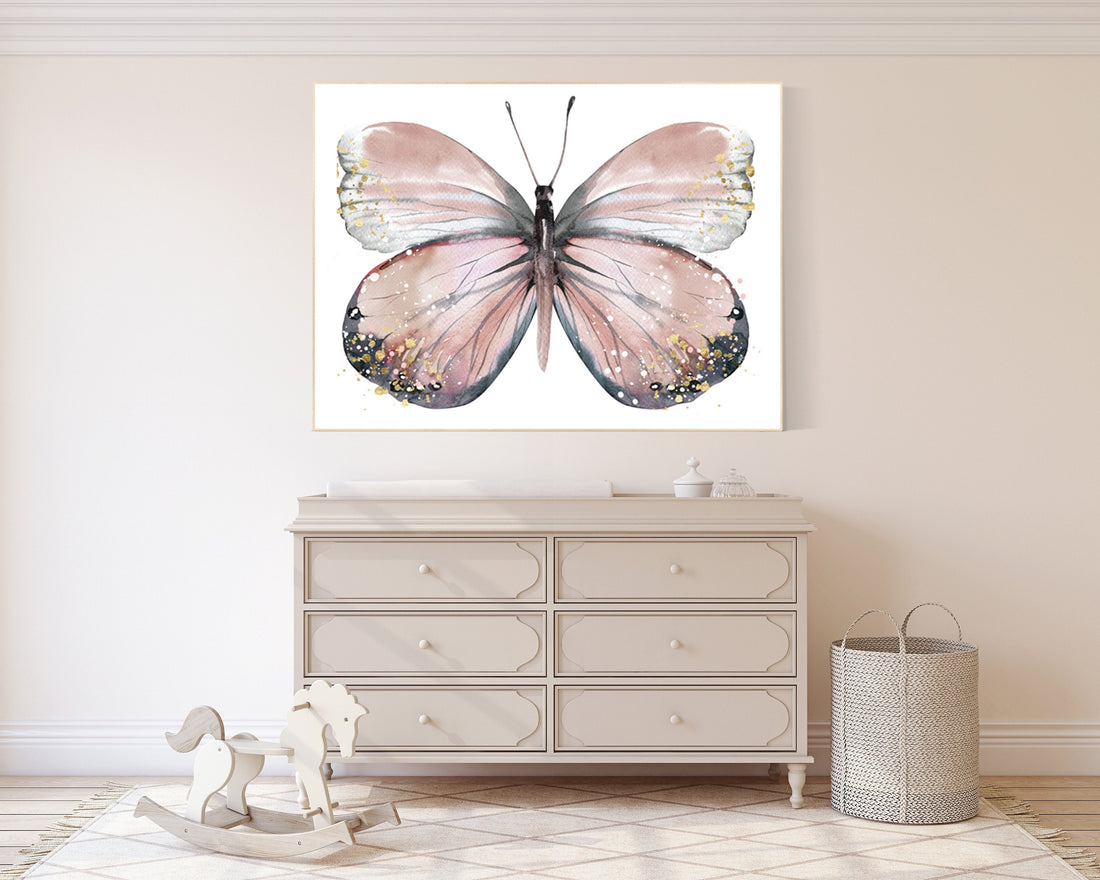 Nursery decor girl butterfly, blush, blush pink, Butterfly Nursery Art, girls room, butterfly prints, Butterfly Art, blush gold, neutral