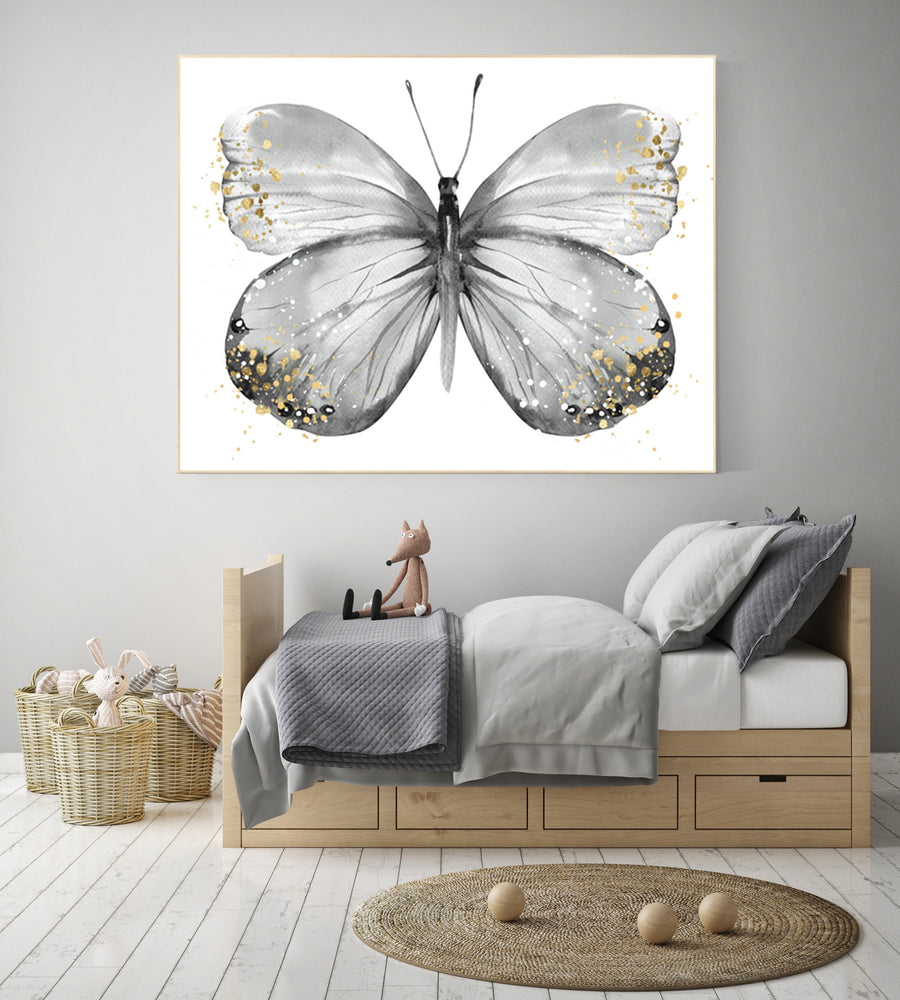 Nursery decor butterfly, gray nursery, gray gold, Butterfly Nursery Art, Girl Nursery Art, butterfly prints, Butterfly Art, grey, neutral