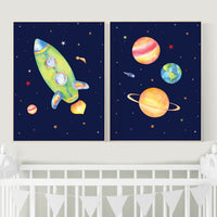 Nursery decor boy space, space themed nursery for kids, nursery prints boy, space wall art, planets, rocket, outer space, space art