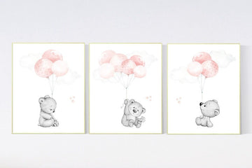 Blush pink nursery decor, blush nursery, nursery decor bear, nursery decor girl coral, peach nursery, animal balloon, balloon nursery