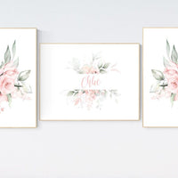 Nursery decor girl floral, nursery decor girl flowers, blush pink, nursery decor girl boho, floral nursery prints, nursery decor girl name