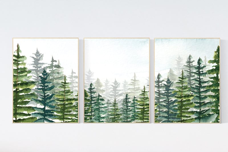 Nursery decor boy mountain, woodland nursery, adventure theme nursery, woodland, gender neutral, forest nursery, mountains, forest, tree