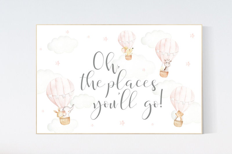 Hot air balloon nursery, Nursery decor girl, blush pink nursery, blush nursery, nursery decor girl, animal nursery, woodland animals