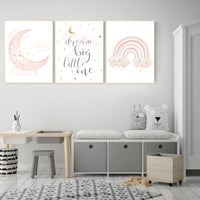 Nursery prints rainbow, blush Nursery decor girl, blush gold nursery wall art, blush pink, moon star, cloud, nursery wall art, sun nursery