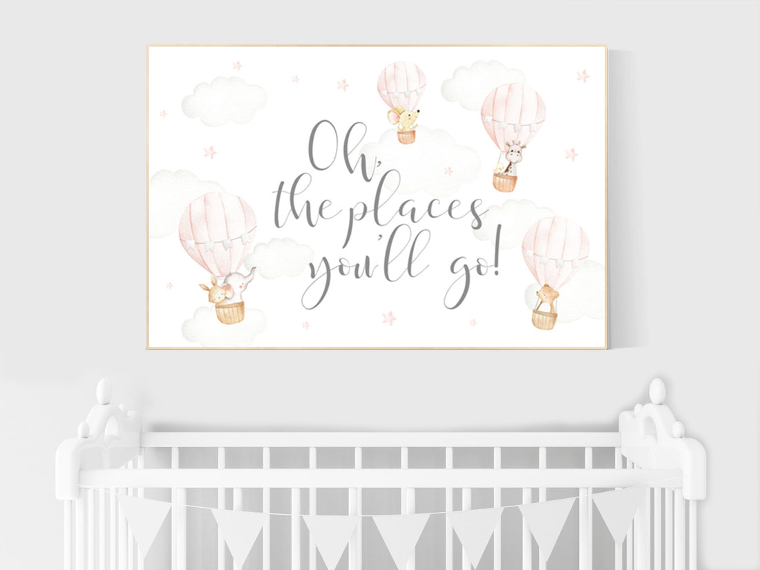 Hot air balloon nursery, Nursery decor girl, blush pink nursery, blush nursery, nursery decor girl, animal nursery, woodland animals