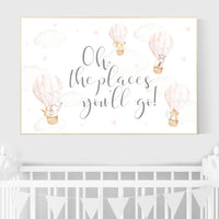 Hot air balloon nursery, Nursery decor girl, blush pink nursery, blush nursery, nursery decor girl, animal nursery, woodland animals