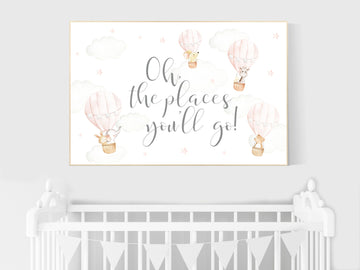 Hot air balloon nursery, Nursery decor girl, blush pink nursery, blush nursery, nursery decor girl, animal nursery, woodland animals