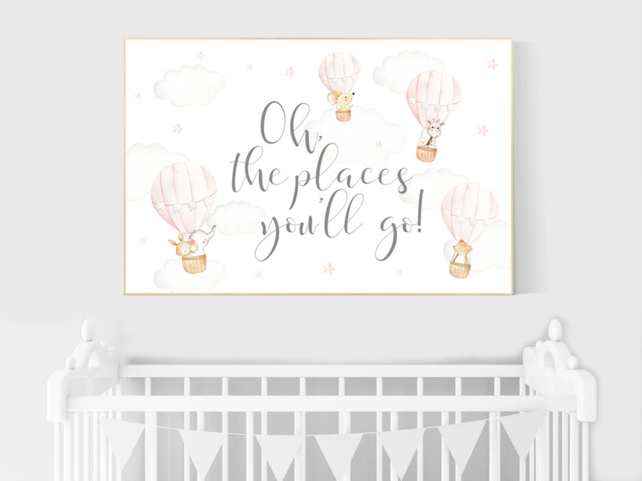 Hot air balloon nursery, Nursery decor girl, blush pink nursery, blush nursery, nursery decor girl, animal nursery, woodland animals