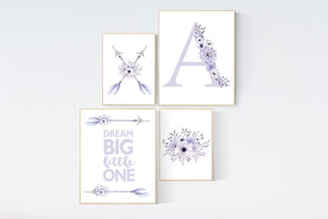Nursery decor girl boho, purple nursery, nursery decor girl flower, nursery wall art, lilac nursery, lavender, girl nursery wall decor