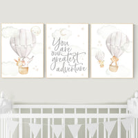 Nursery decor gender neutral, hot air balloon, elephant nursery, woodland animals, baby room decor, animal nursery, hot air balloons