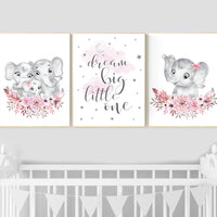 Nursery decor girl boho, elephant nursery wall art, nursery decor girl floral, nursery decor girl woodland, flower nursery, boho nursery