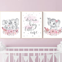 Nursery decor girl boho, elephant nursery wall art, nursery decor girl floral, nursery decor girl woodland, flower nursery, boho nursery