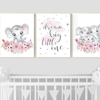 Nursery decor girl boho, elephant nursery wall art, nursery decor girl floral, nursery decor girl woodland, flower nursery, boho nursery