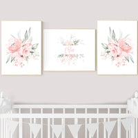 Nursery decor girl floral, nursery decor girl flowers, blush pink, nursery decor girl boho, floral nursery prints, nursery decor girl name